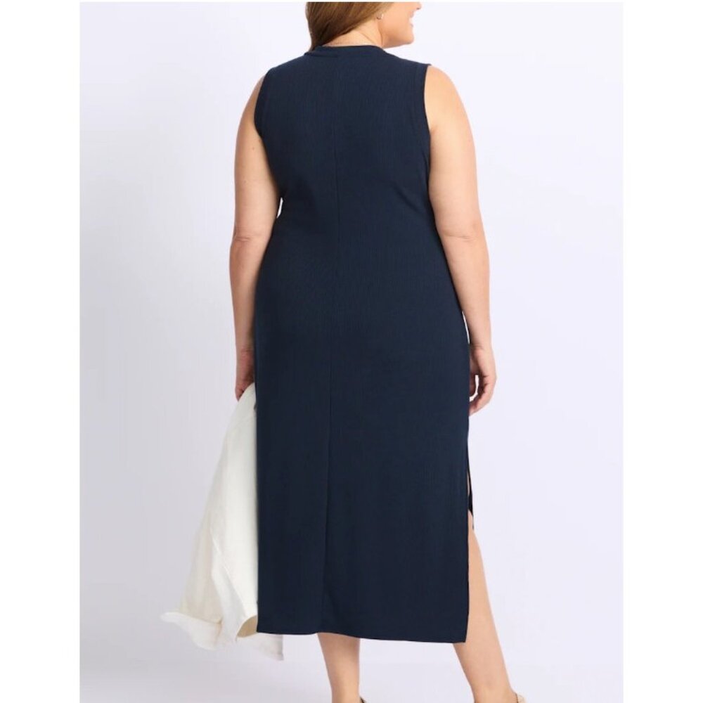 Nine Britton Navy Reilly V Neck Shift Dress 1X NWT - Picture 4 of 7